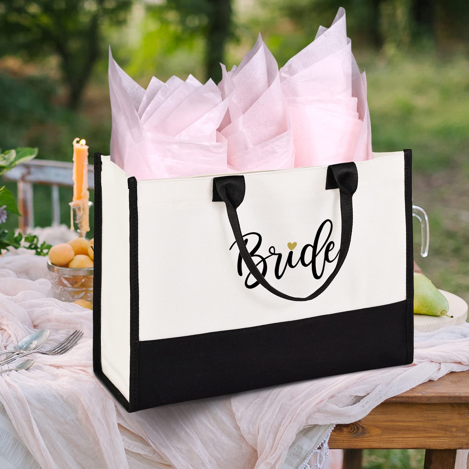 Lamyba Wifey Tote Bag With Makeup Bag, Wifey Gifts For The Bride, Bridal Shower Gifts, Black And White